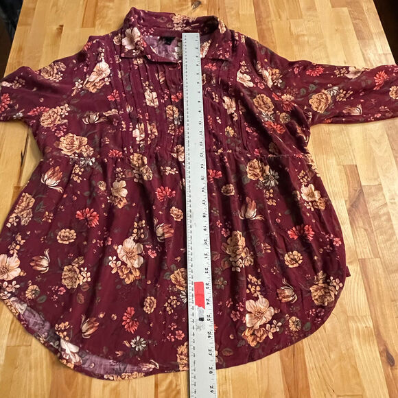 Torrid Top Lace Trim Babydoll Tunic Textured Stretch Rayon Floral Blouse 2X‎ EUC - Picture 10 of 12